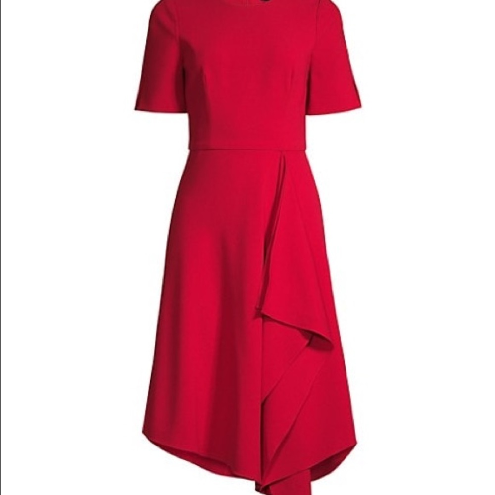 Black Halo Crete Tailored Ruffle Midi Dress